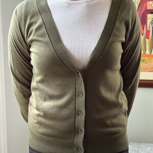 Banana Republic Green Cardigan Sweater Timeless Knit